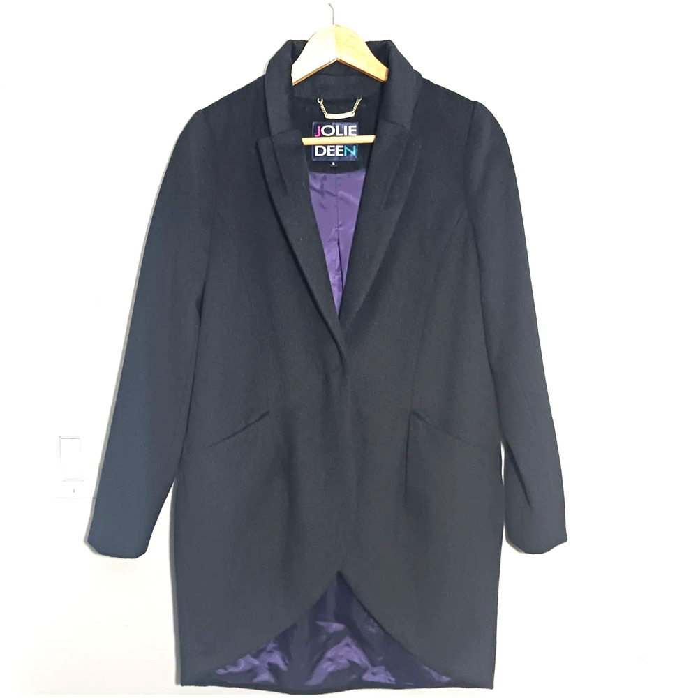 Jolie & Deen Women's Vintage Winter Long Sleeve Faux Suede Black Size S Coat